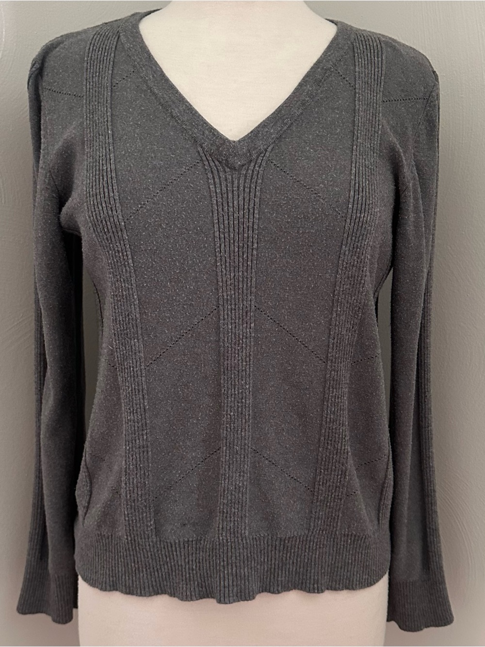 V-Neck Ribbed Knit Women's Sweater